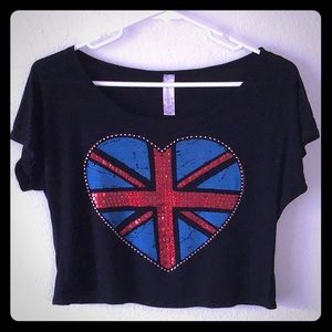 British Flag Heart Crop Top